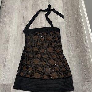 Elegant Black sequin halter dress